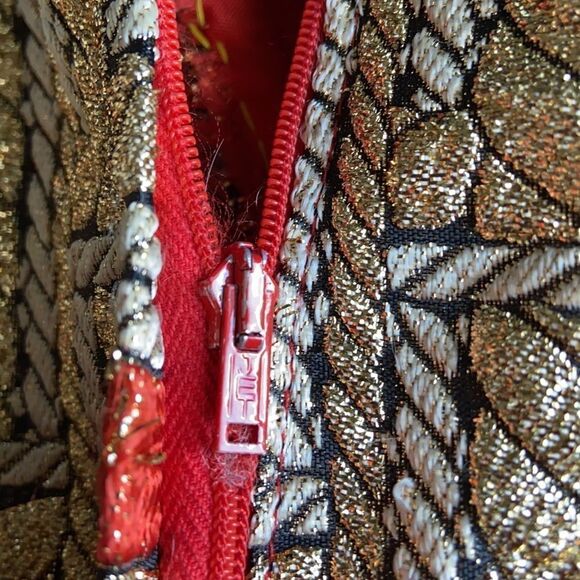 Vintage Gold Red Orange Hostess Maxi Party Dress. Union Label. - Picture 10 of 16